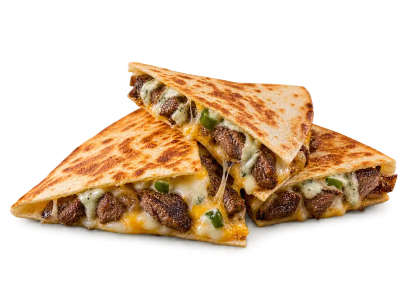 Taco Bell Steak Quesadilla with marinated steak, melted cheese and creamy jalapeno sauce